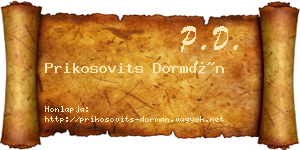 Prikosovits Dormán névjegykártya